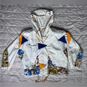 Vintage Vibrant Fish Patchwork Fishermancore Nautical Windbreaker Retro - Medium
